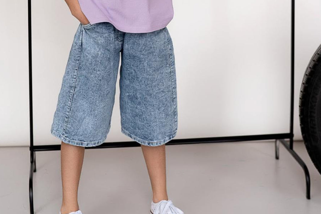 Bermudy dziewczęce jeans z zaszewkami KIZ
