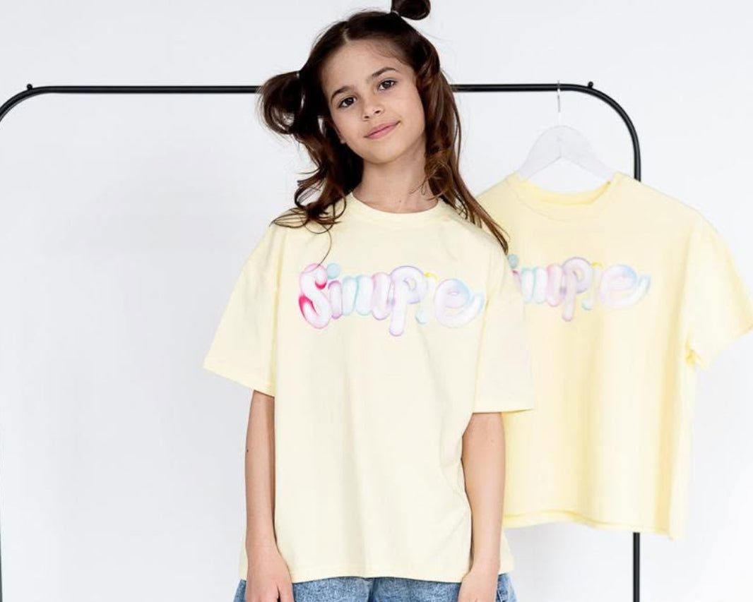 T-shirt dziewczęcy oversize SIMPLE KIZ