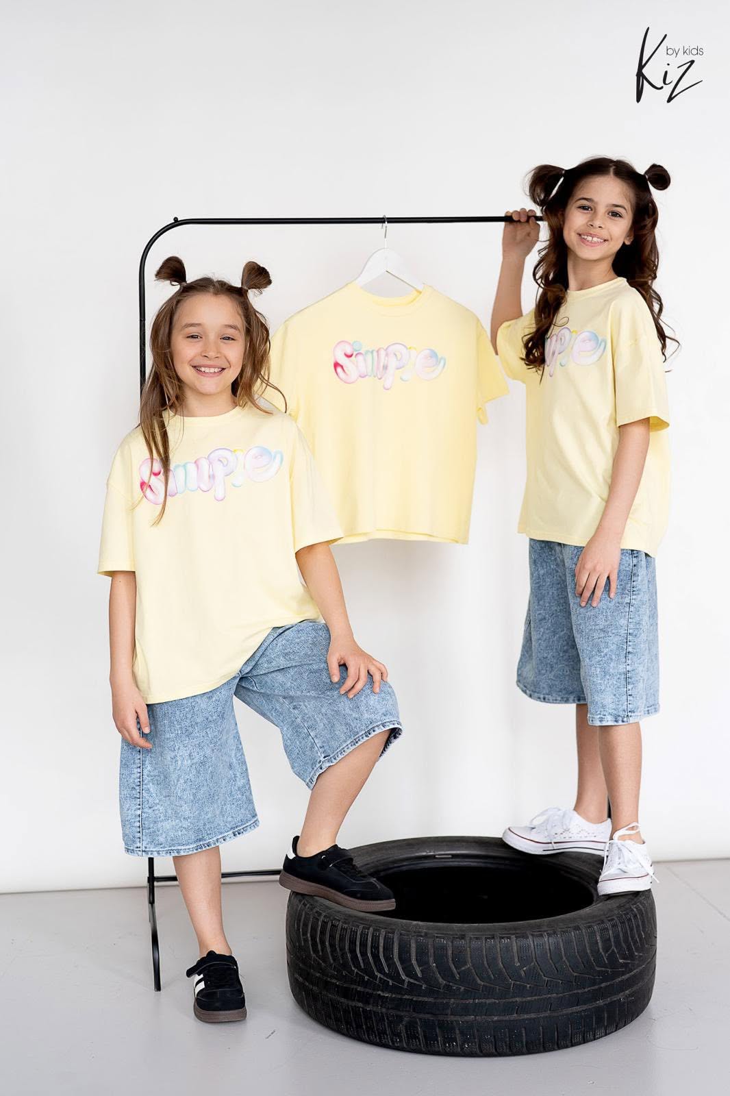 T-shirt dziewczęcy oversize SIMPLE KIZ