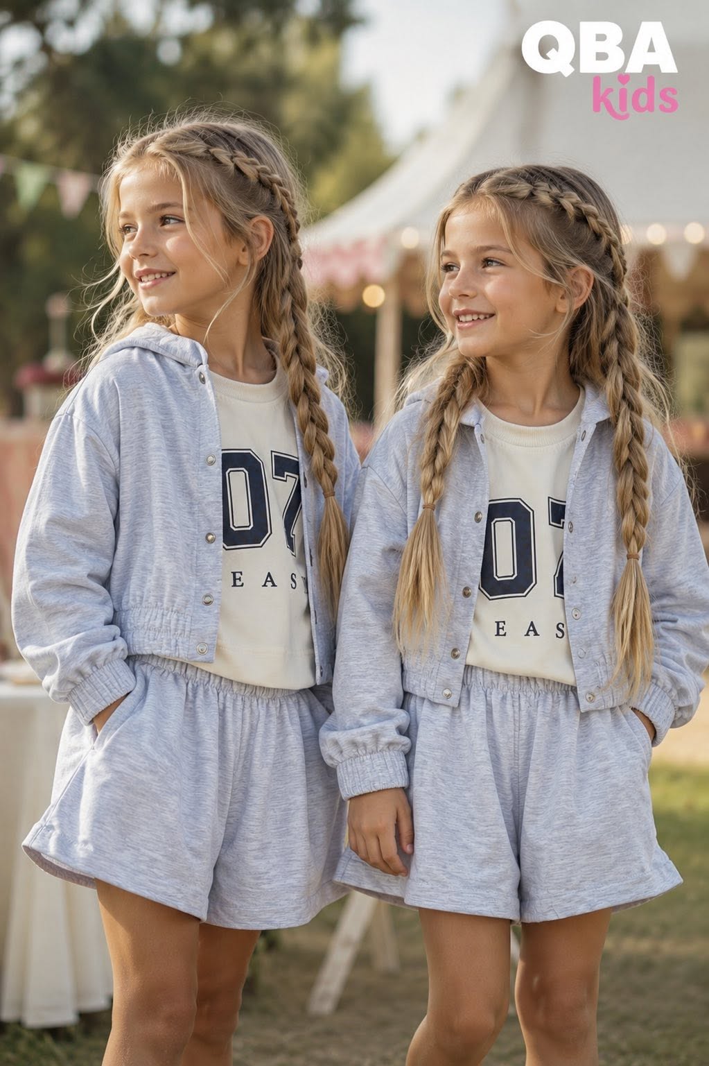 Bluza dziewczęca z kapturem szara Qba Kids