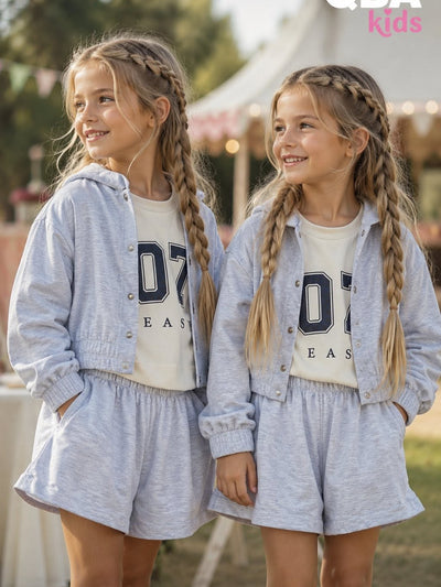 Bluza dziewczęca z kapturem szara Qba Kids