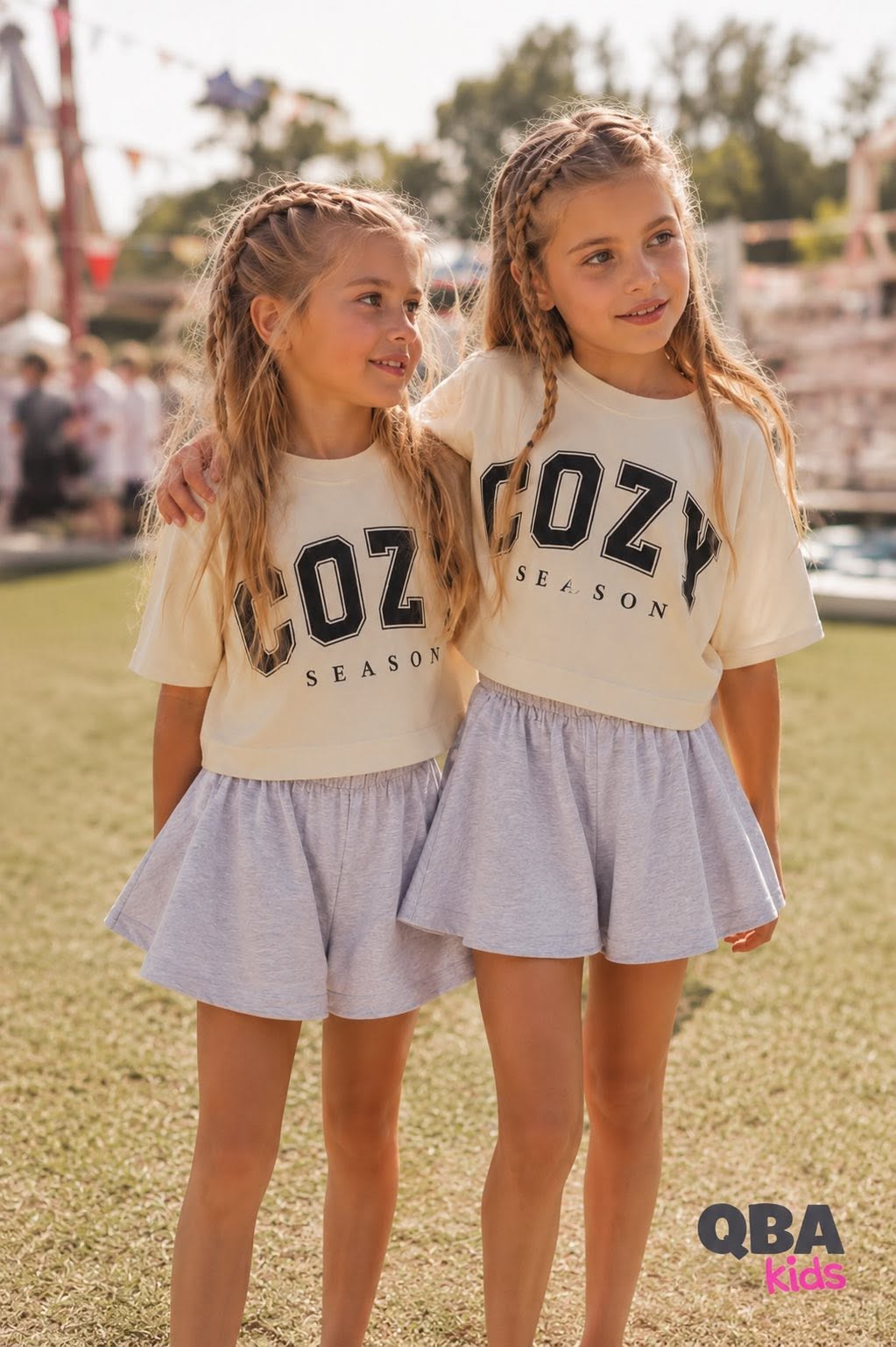 Szorty szerokie dziewczęce szare Qba Kids