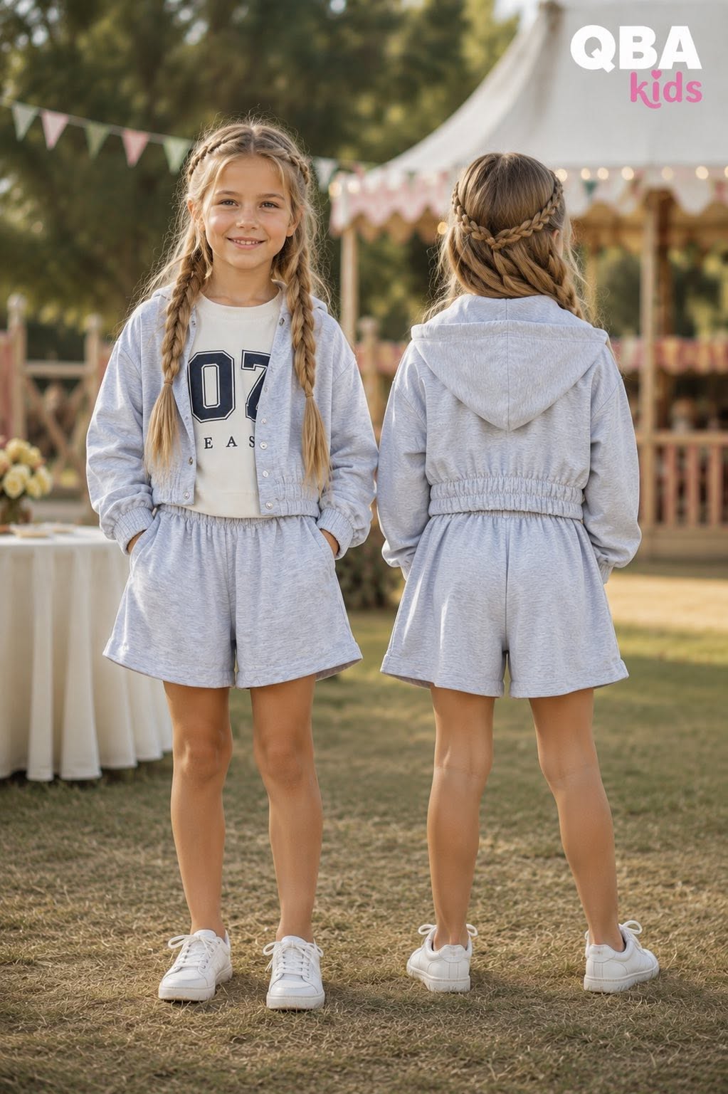 Bluza dziewczęca z kapturem szara Qba Kids