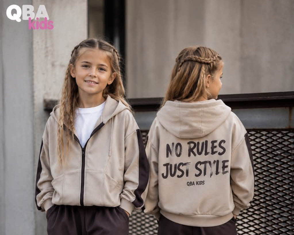 Bluza dziewczęca z kapturem beżowa QBA KIDS