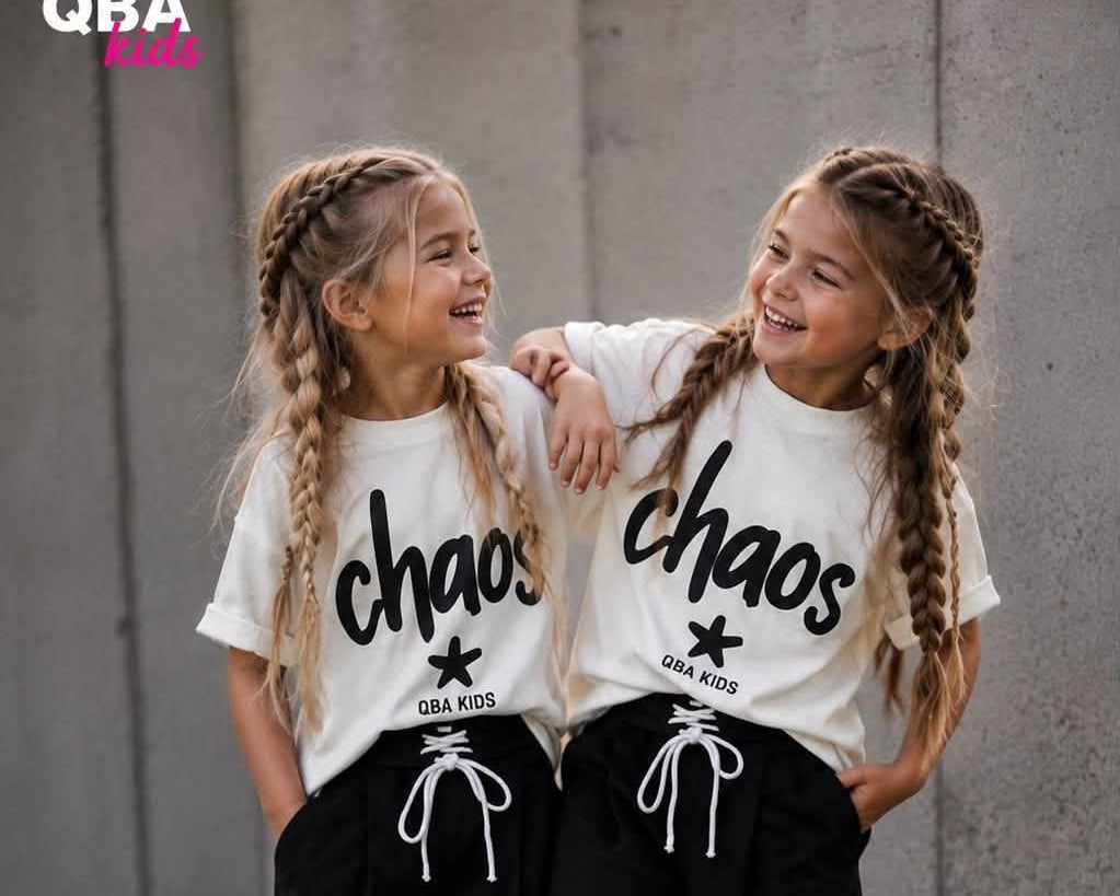 T-shirt dziewczęcy oversize z nadrukiem CHAOS Qba Kids