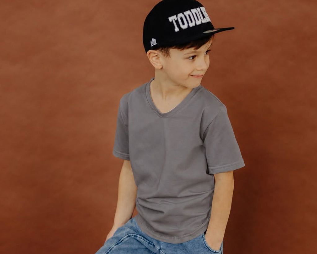 T-shirt chłopięcy slim basic grafitowy NUNU