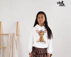 Bluza dziewczęca z kapturem śmietankowa jelonek CHILL OUT