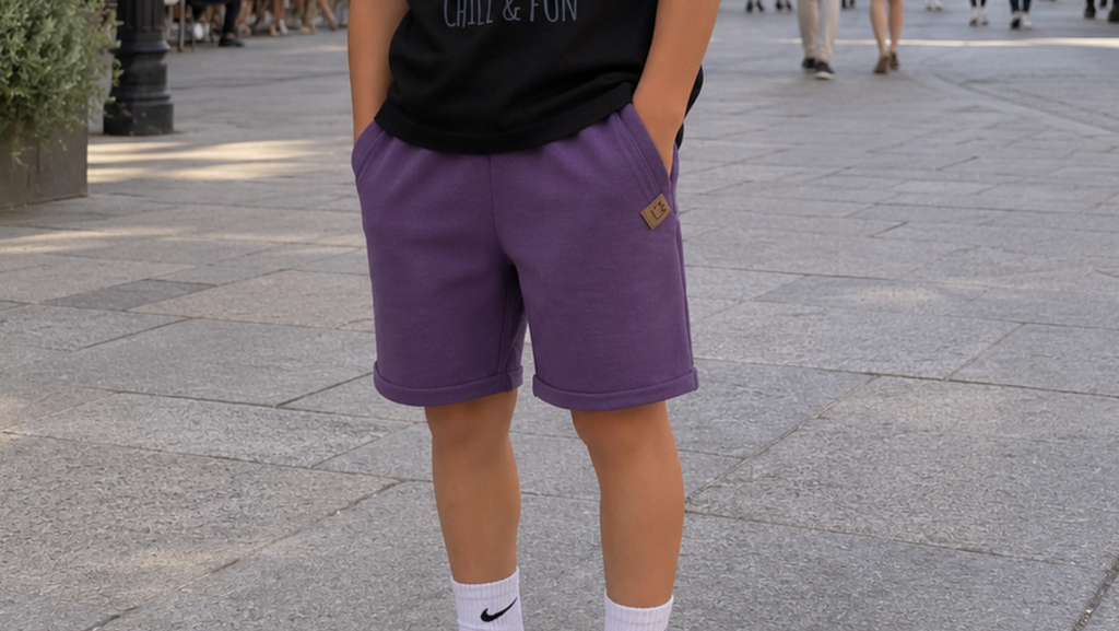 Szorty bawełniane chłopięce purple Mimi