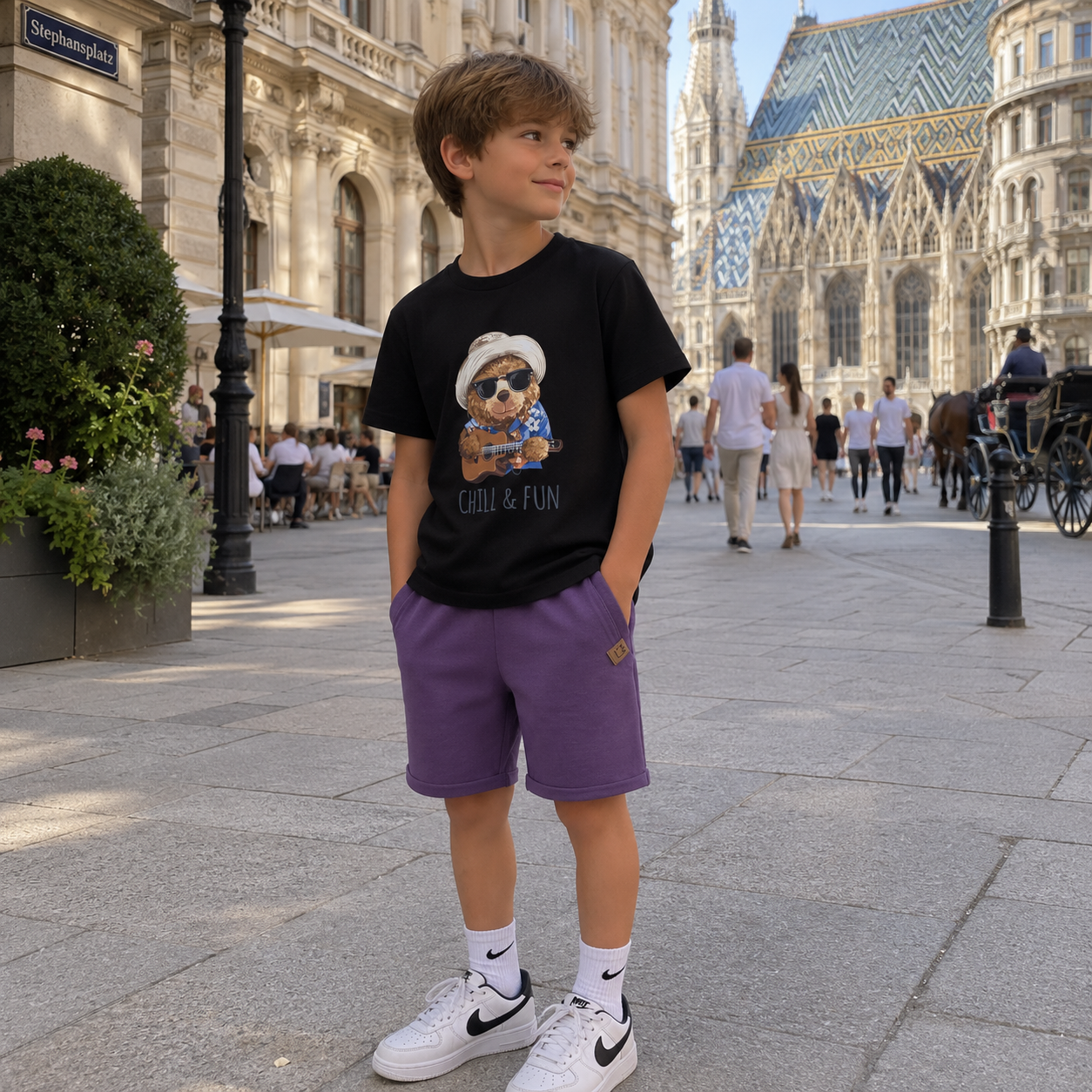 Szorty bawełniane chłopięce purple Mimi