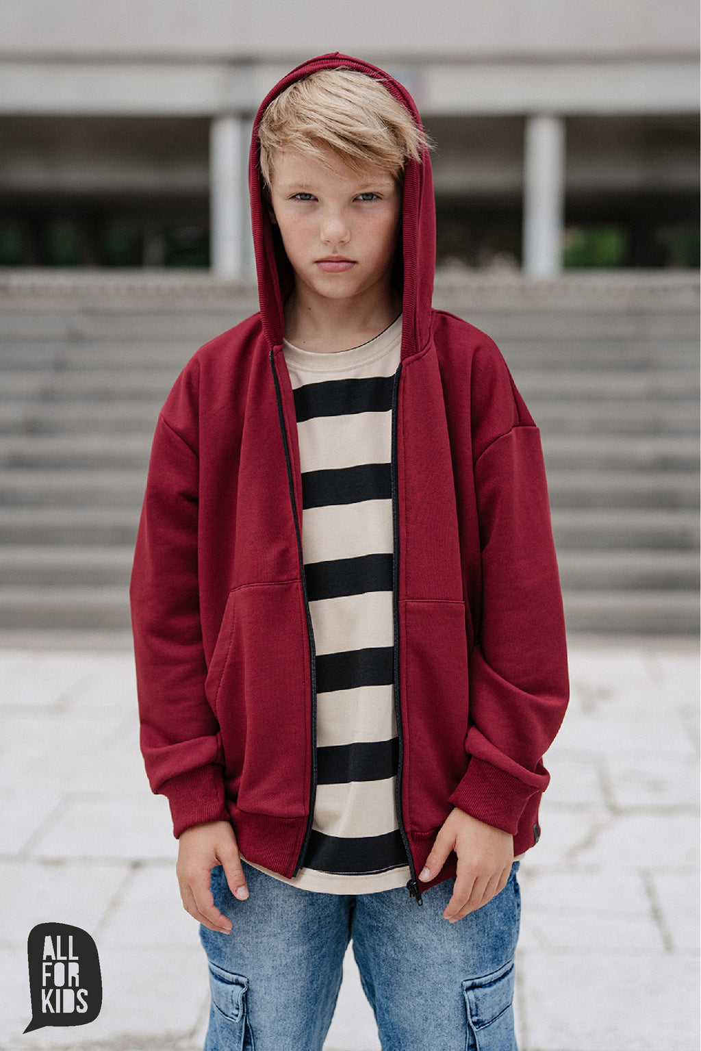 Bluza chłopięca rozpinana bordowa ALL FOR KIDS