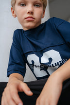 T-shirt chłopięcy granatowy z nadrukiem ALL FOR KIDS