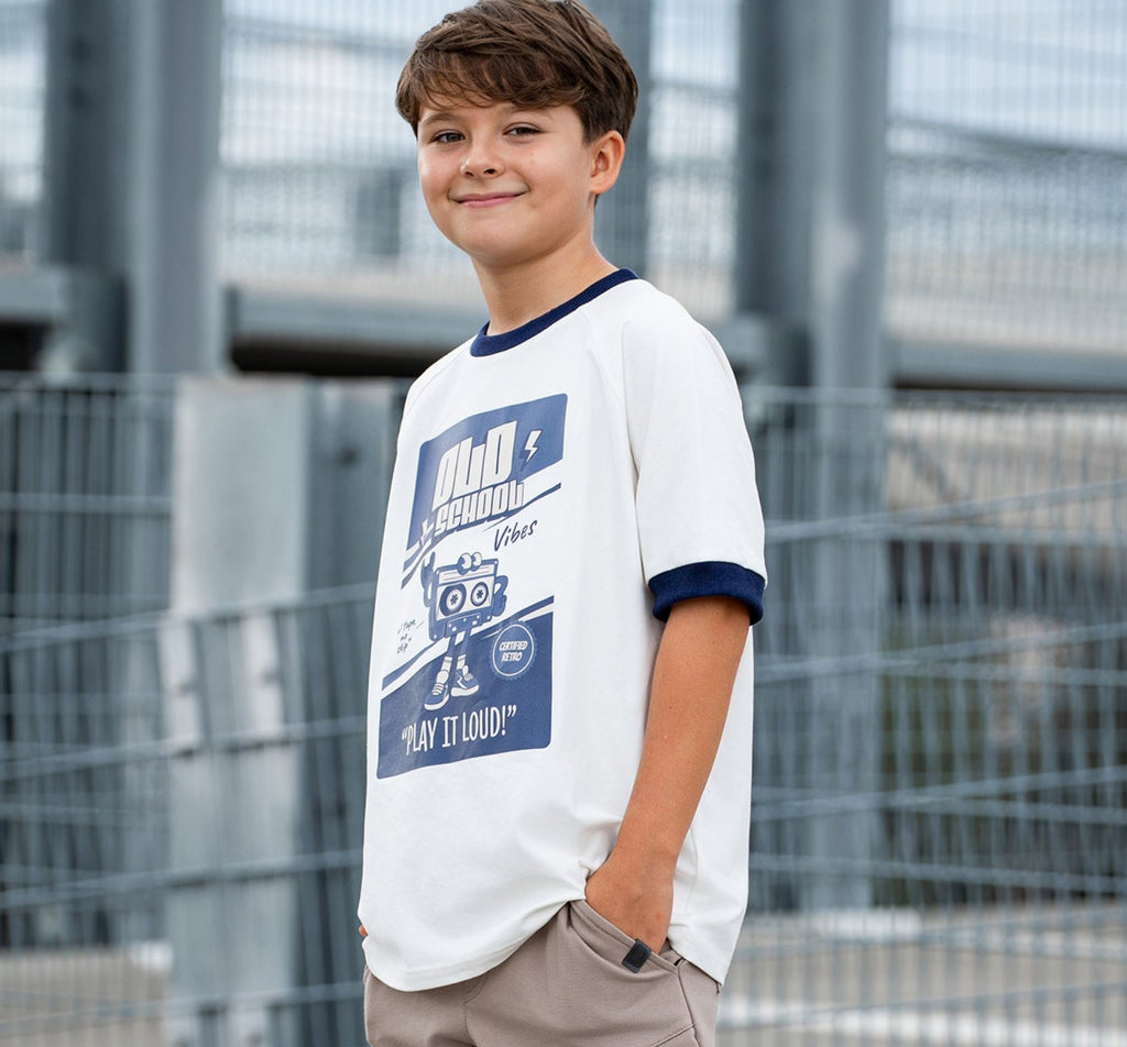 Bluzka chłopięca śmietankowa z nadrukiem All For Kids