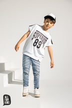 T-shirt chłopięcy biało-czarny ALL FOR KIDS