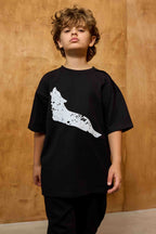 T-shirt chłopięcy z wilkiem czarny mash MNIE