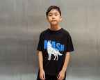 T-shirt chłopięcy czarny z nadrukiem mash MNIE