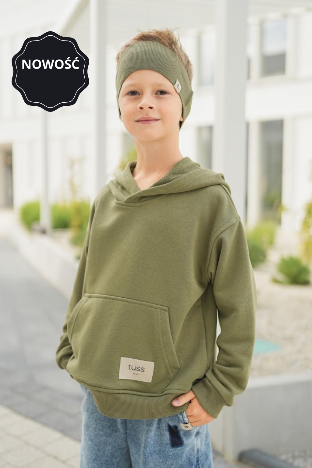 Bluza HOODIE oliwkowa z kapturem TUSS