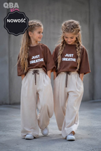 Szerokie spodnie dziewczęce Wide Leg beżowe QBA Kids