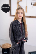Katana dziewczęca z miękkiego jeansu czarna KiZ