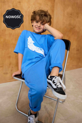 T-shirt chłopięcy z wilkiem niebieski mash MNIE