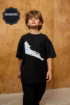 T-shirt chłopięcy z wilkiem czarny mash MNIE