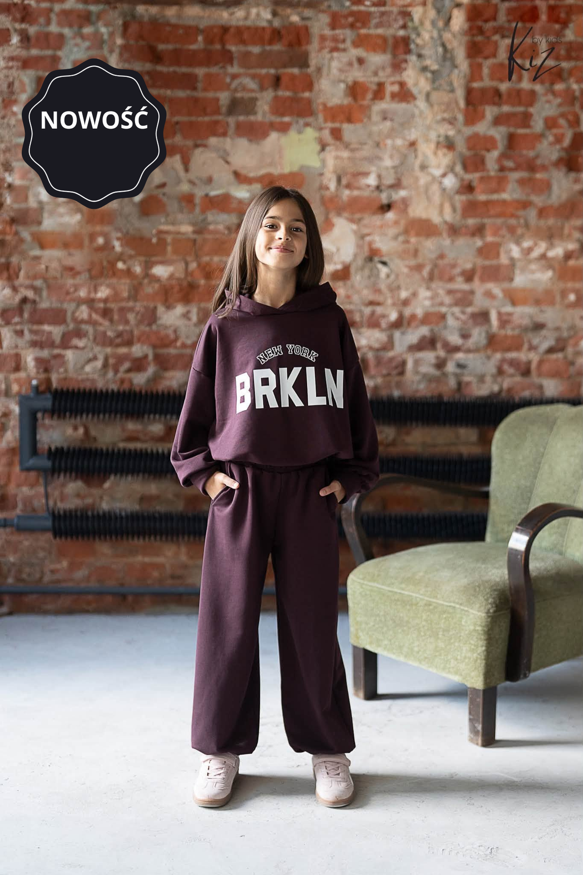 Dres komplet dziewczęcy bakłażanowy  KiZ