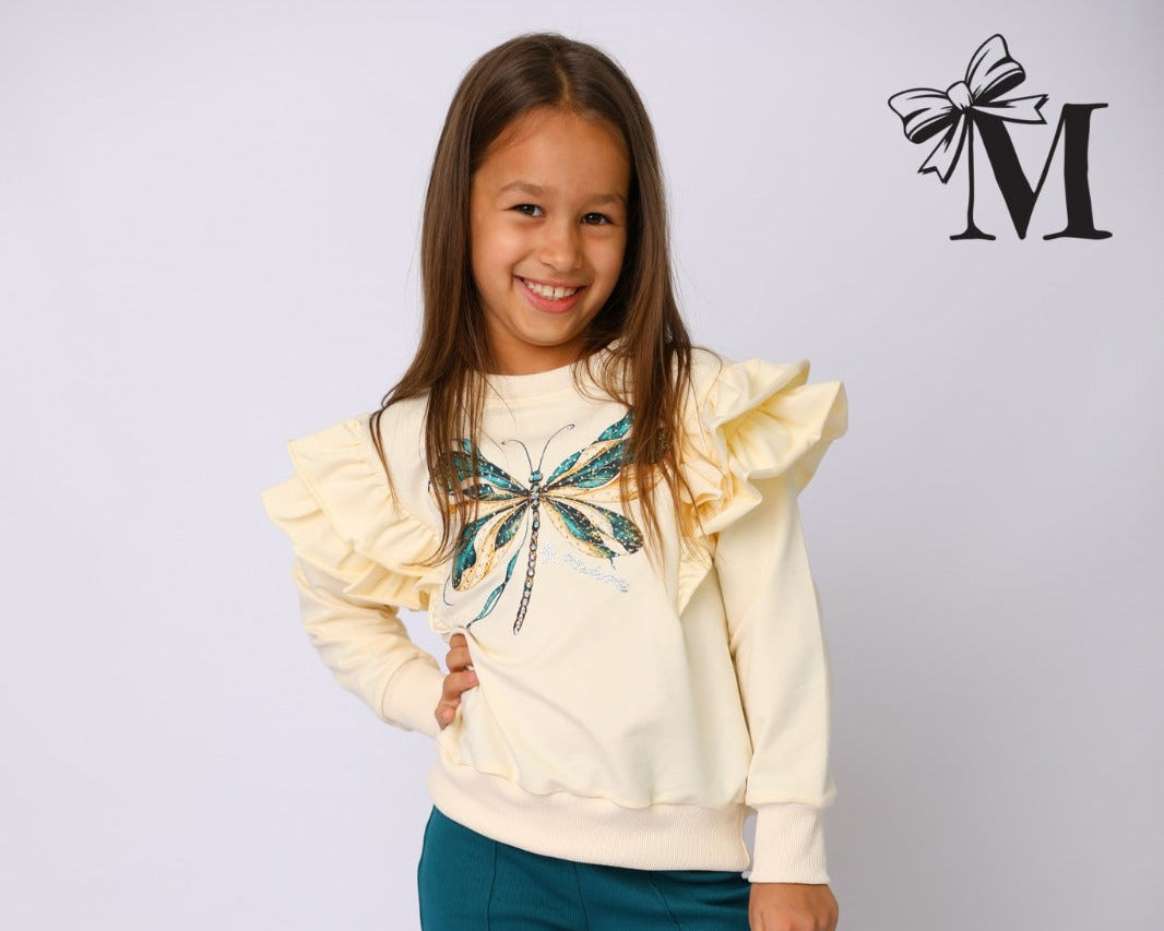 Bluza  dziewczęca z ważką z dżetami Mała Mi