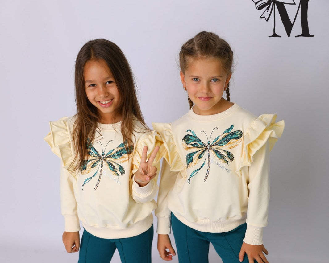 Bluza  dziewczęca z ważką z dżetami Mała Mi