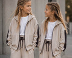 Bluza dziewczęca z kapturem beżowa QBA KIDS