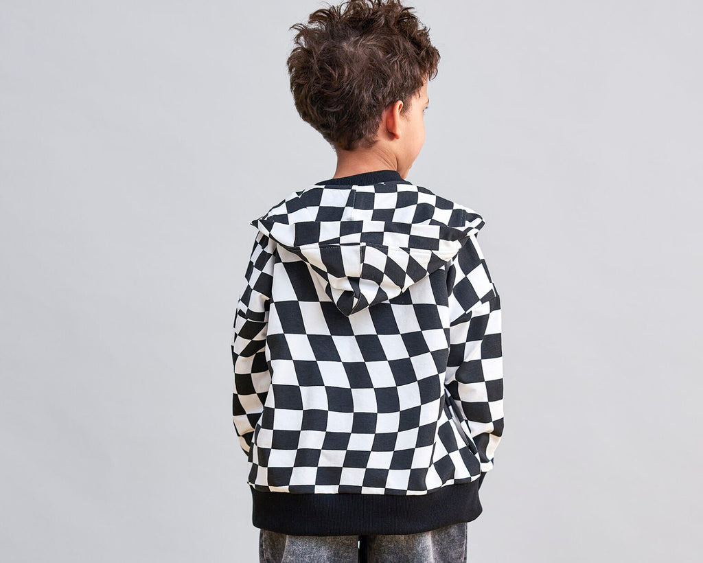 Bluza chłopięca w biało-czarną szachownicę Loose Bluzz